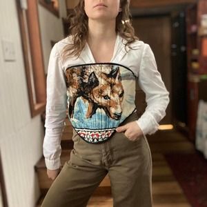 Handmade wolf tapestry corset